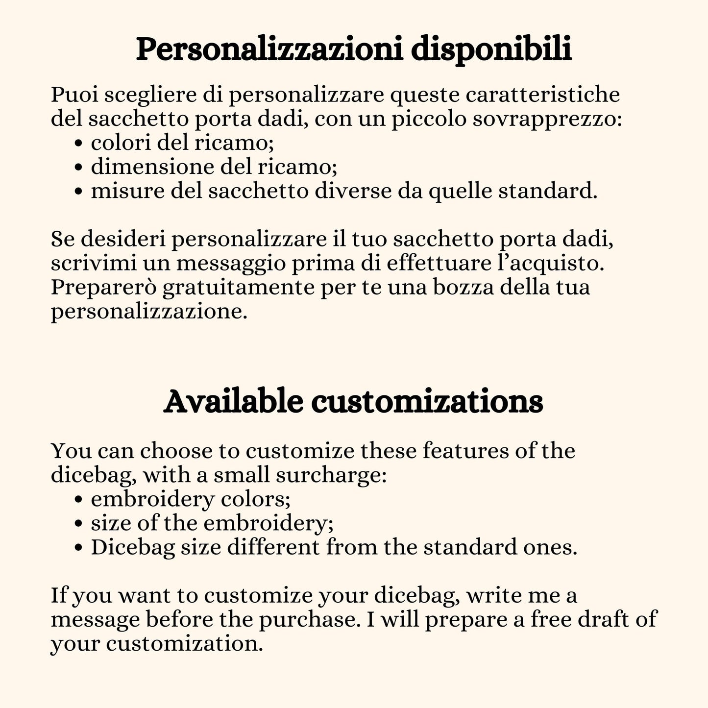 Sacchetto porta dadi ricamato "Yes, I really do need all these dice!"