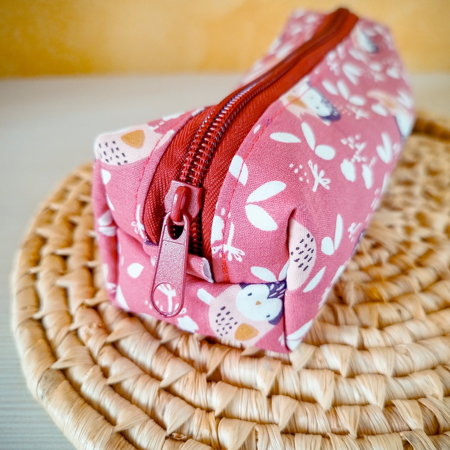 Astuccio tubolare fantasy uccellini e fiori - cerniera