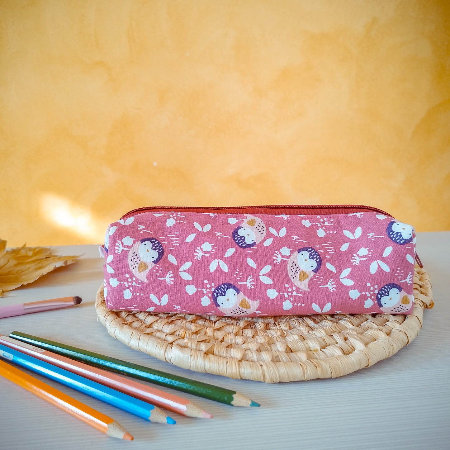 Astuccio tubolare fantasy uccellini e fiori - retro