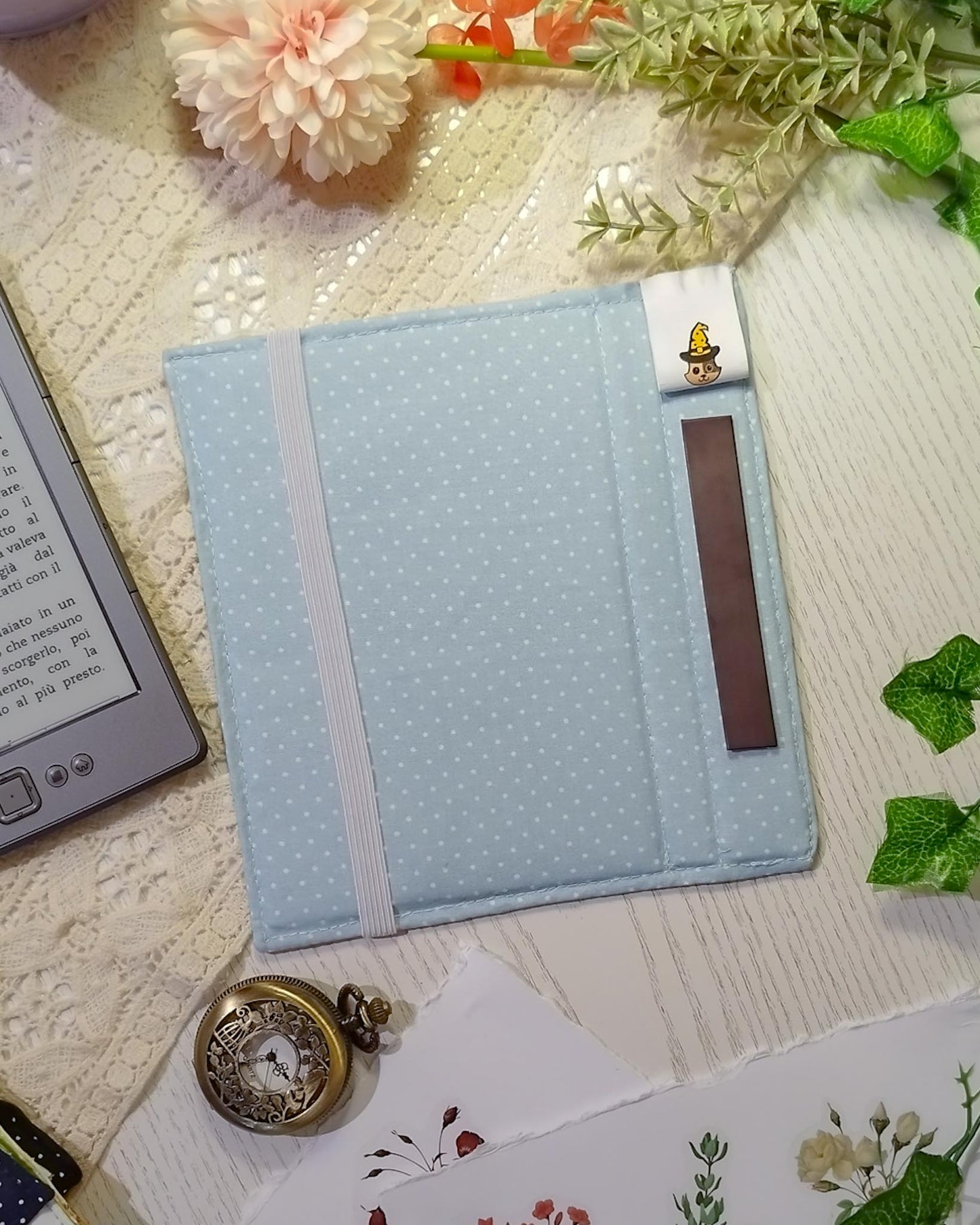 Cover kindle e kobo rigida rimovibile fantasy - interno azzurro