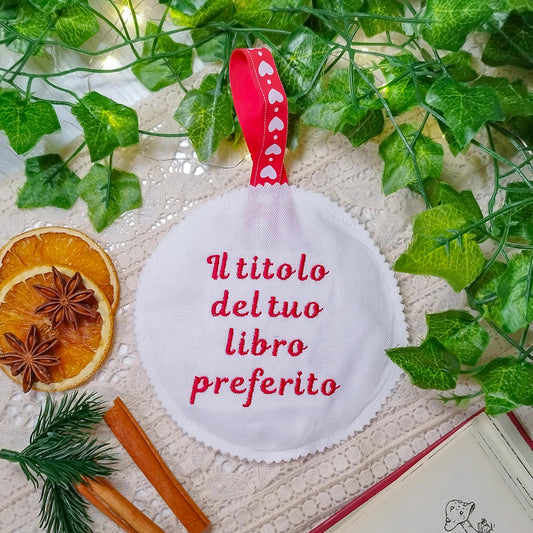 Decoro per l'albero di Natale ricamato Libri e luci