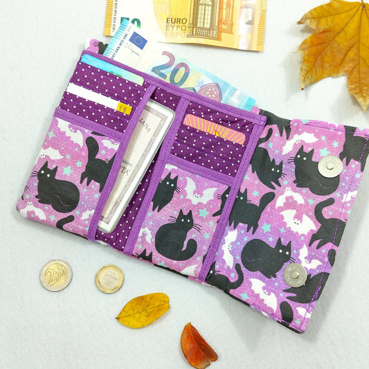 Portafoglio Gatti e pipistrelli viola