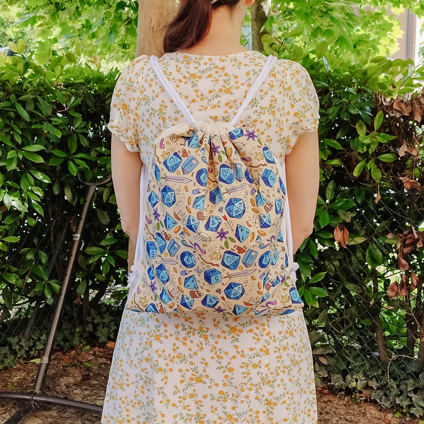 Sacca zaino con coulisse fantasy - GDR dadi blu fuori