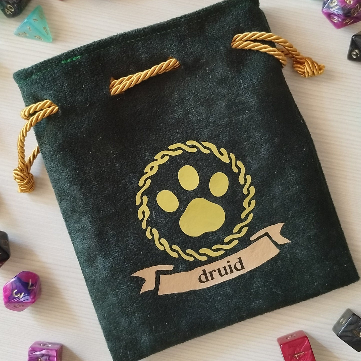 Sacchetto porta dadi classe "Druid" con zampa