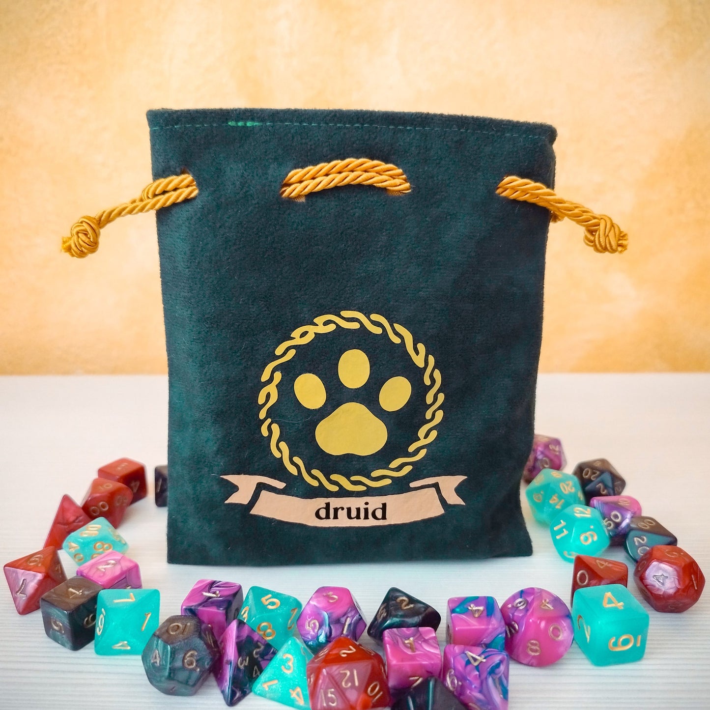 Sacchetto porta dadi classe "Druid" con zampa