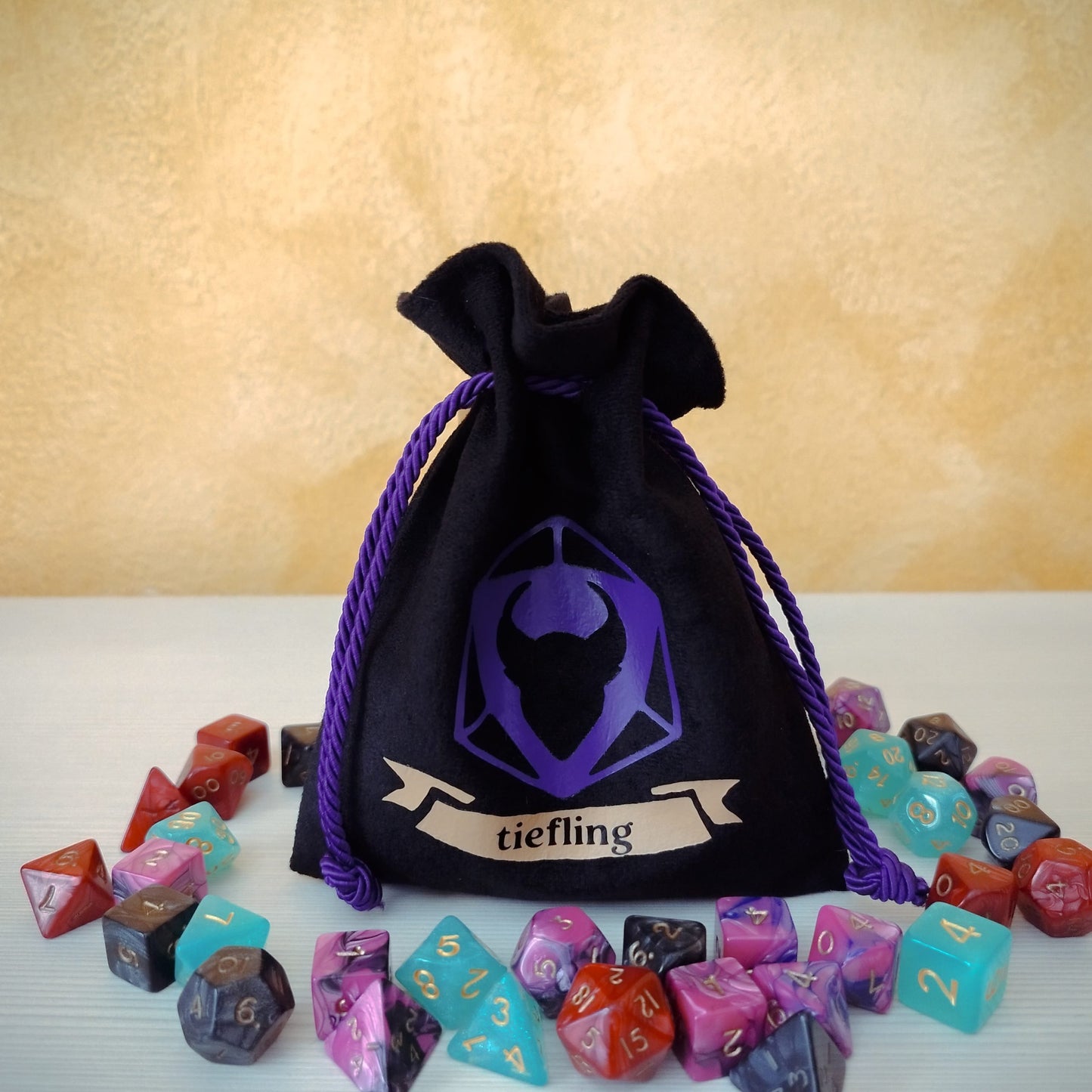 Sacchetto porta dadi specie "Tiefling" con corna