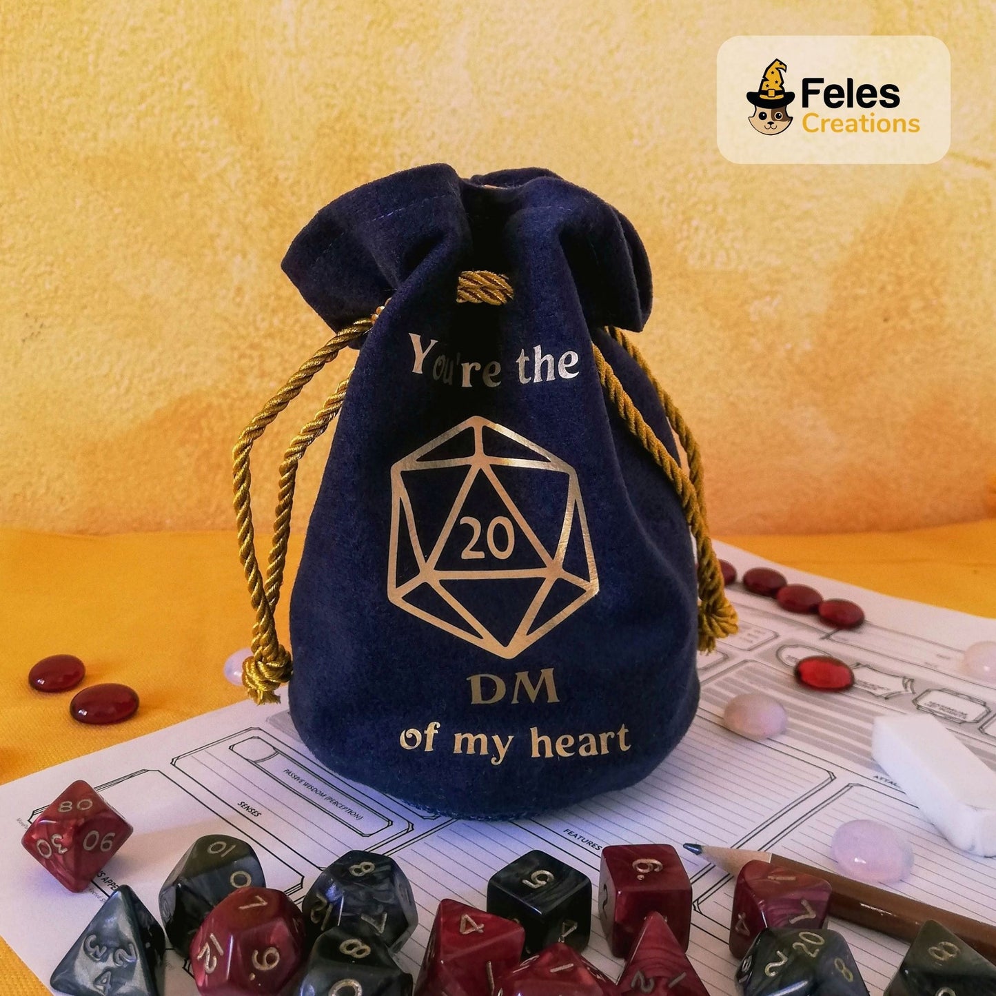 Sacchetto porta dadi "You're the DM of my heart"
