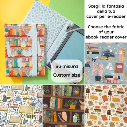 Custodia rigida per ebook reader Kindle e Kobo a tema libri - scegli la fantasia
