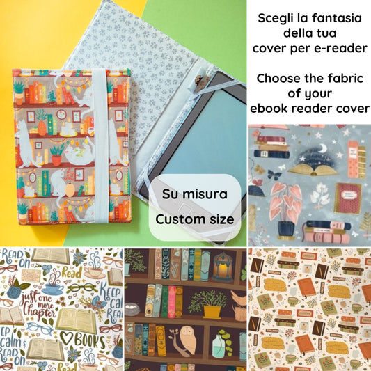 Custodia rigida per ebook reader Kindle e Kobo a tema libri - scegli la fantasia