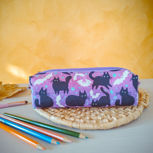 Astuccio fantasy gatti e pipistrelli viola - retro