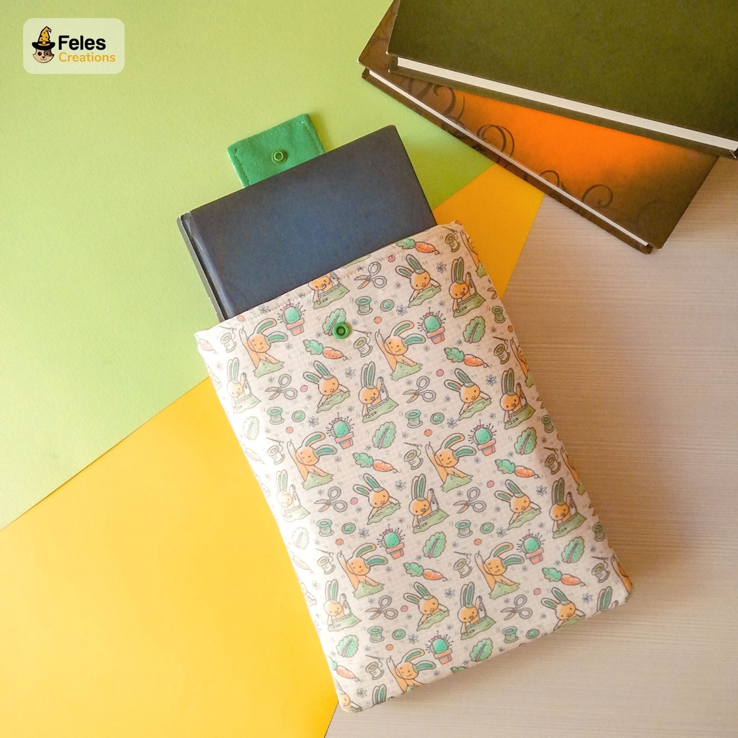 Book sleeve "Coniglietti creativi" | Custodia per libri e cover Kindle