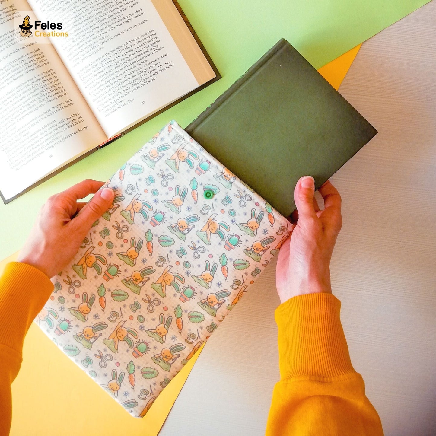 Book sleeve "Coniglietti creativi" | Custodia per libri e cover Kindle