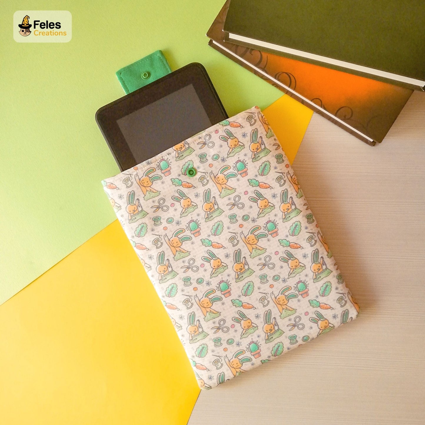 Book sleeve "Coniglietti creativi" | Custodia per libri e cover Kindle