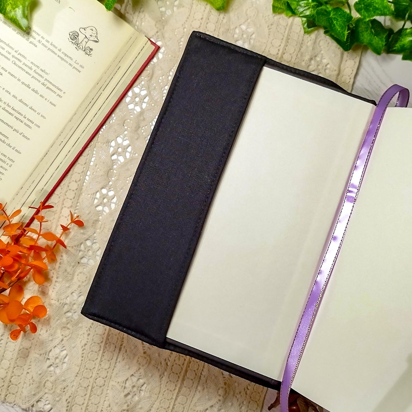 Book cover ricamata "Once upon a time" | Custodia per libri regolabile