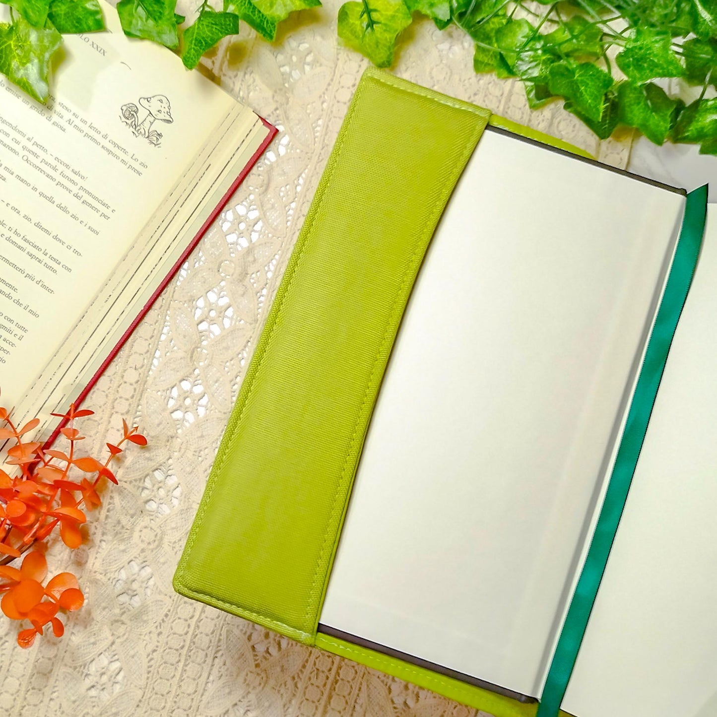 Book cover ricamata "Teiera giapponese" | Custodia per libri regolabile