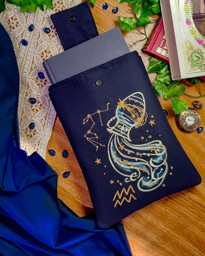 Book sleeve cover per libri ricamate zodiaco acquario - libro