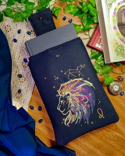 Book sleeve cover per libri ricamate zodiaco leone - libro