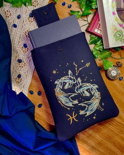 Book sleeve cover per libri ricamate zodiaco pesci - libro
