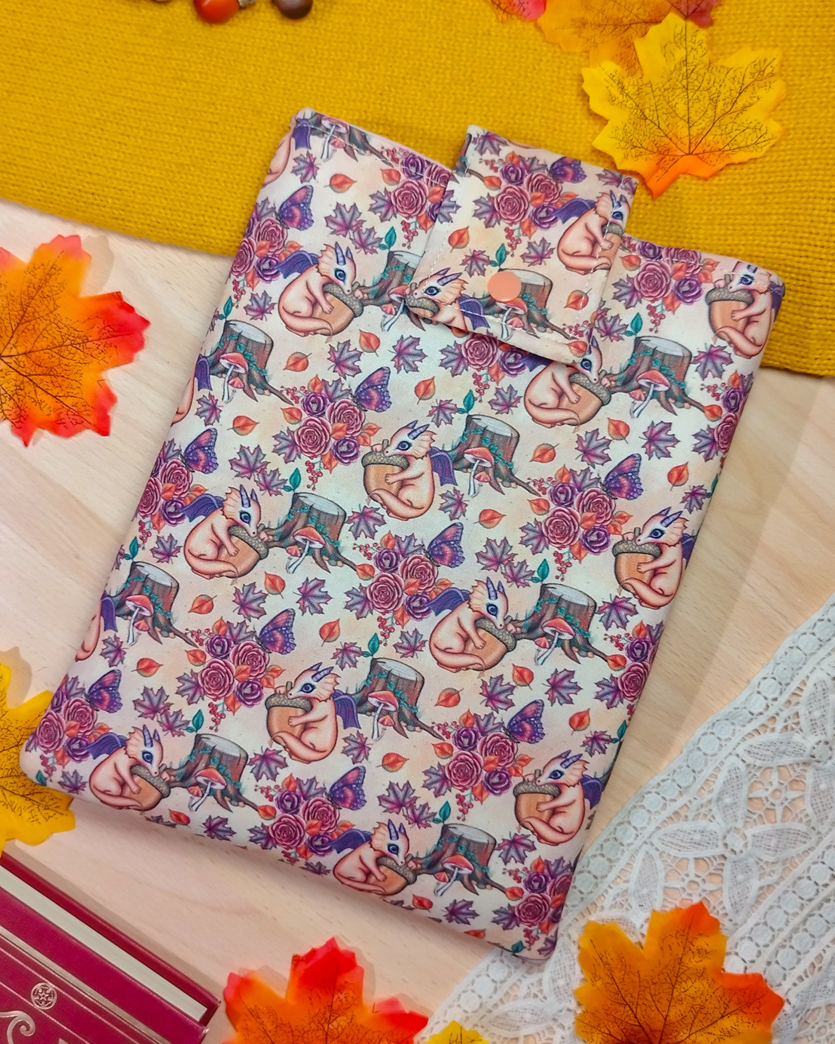 Book sleeve custodia per libri draghi un autunno - fronte