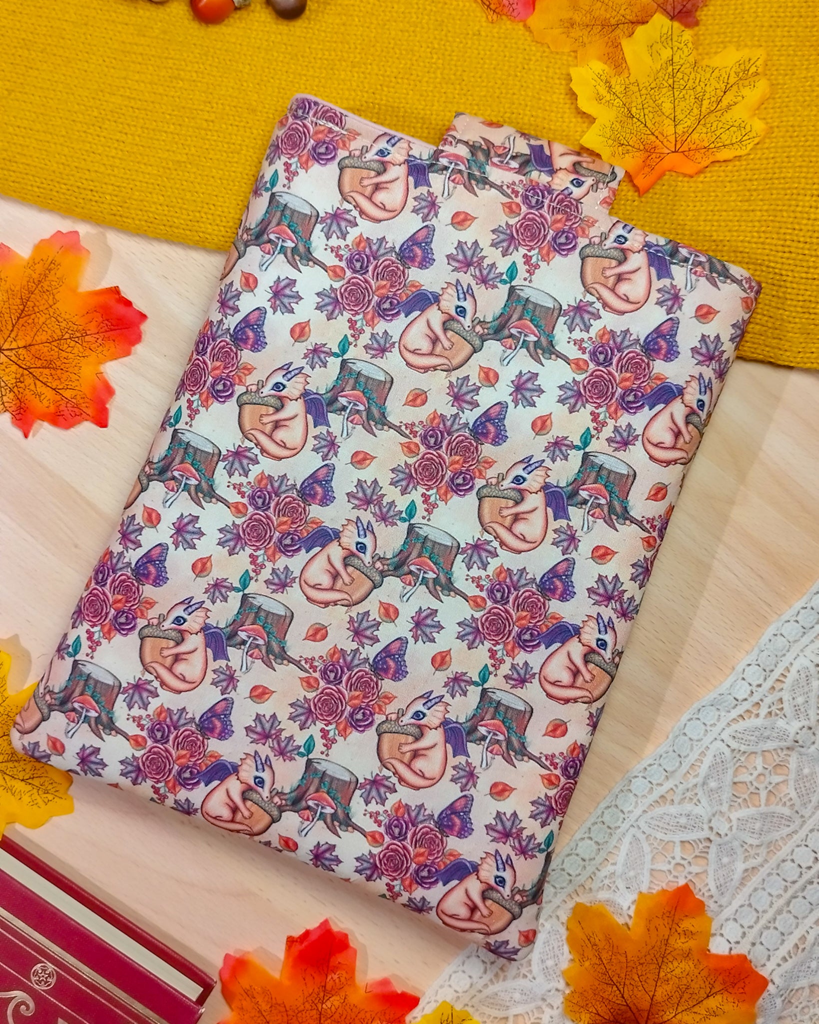 Book sleeve custodia per libri draghi un autunno - retro