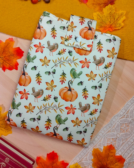 Book sleeve custodia per libri uccellini e zucche - fronte