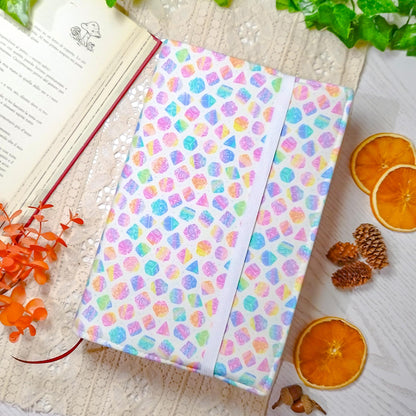 Book cover "Dadi arcobaleno bianca" | Custodia per libri regolabile