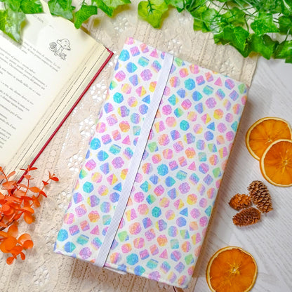 Book cover "Dadi arcobaleno bianca" | Custodia per libri regolabile