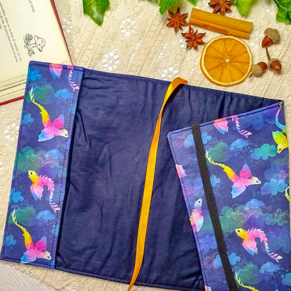 Book cover "Draghi che volano blu" | Custodia per libri regolabile