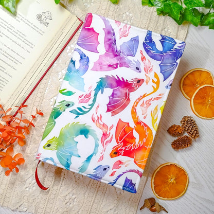 Book cover "Draghi che volano arcobaleno" | Custodia per libri regolabile