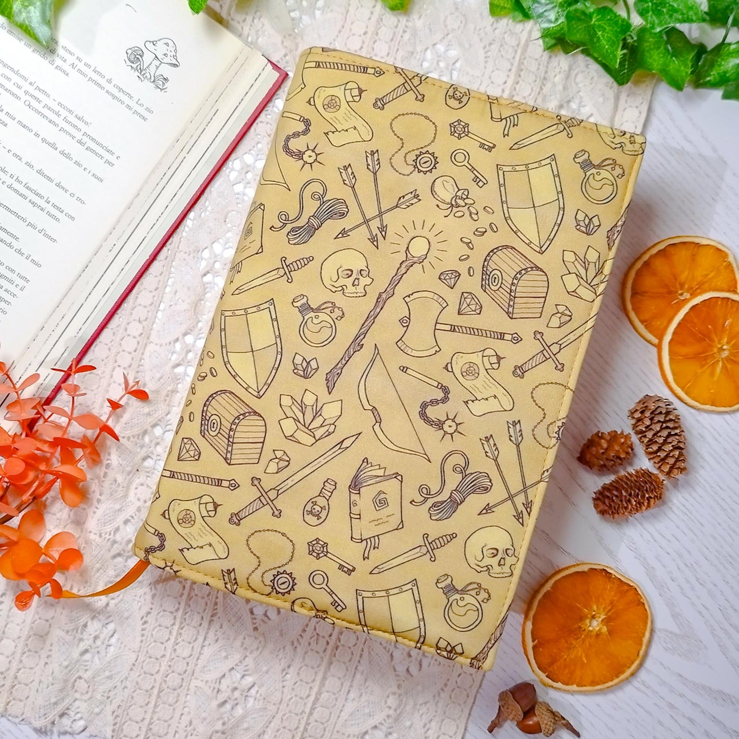 Book cover "Oggetti fantasy marrone" | Custodia per libri regolabile