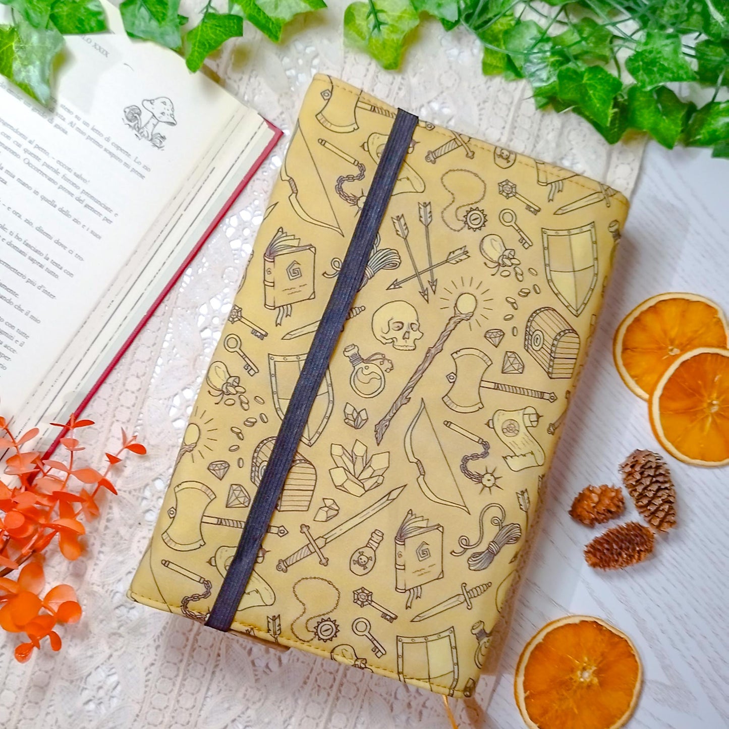 Book cover "Oggetti fantasy marrone" | Custodia per libri regolabile