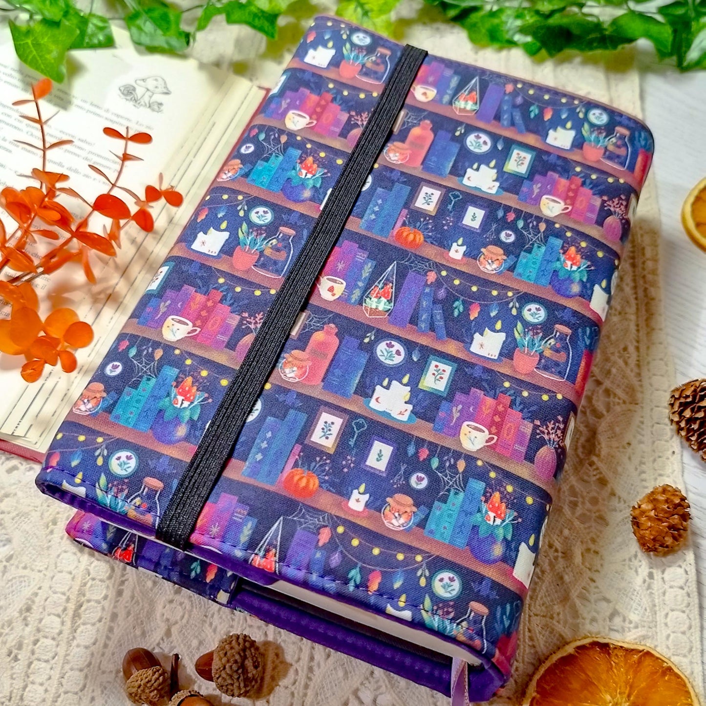 Book cover "Libri delle streghe e candele" | Custodia per libri regolabile