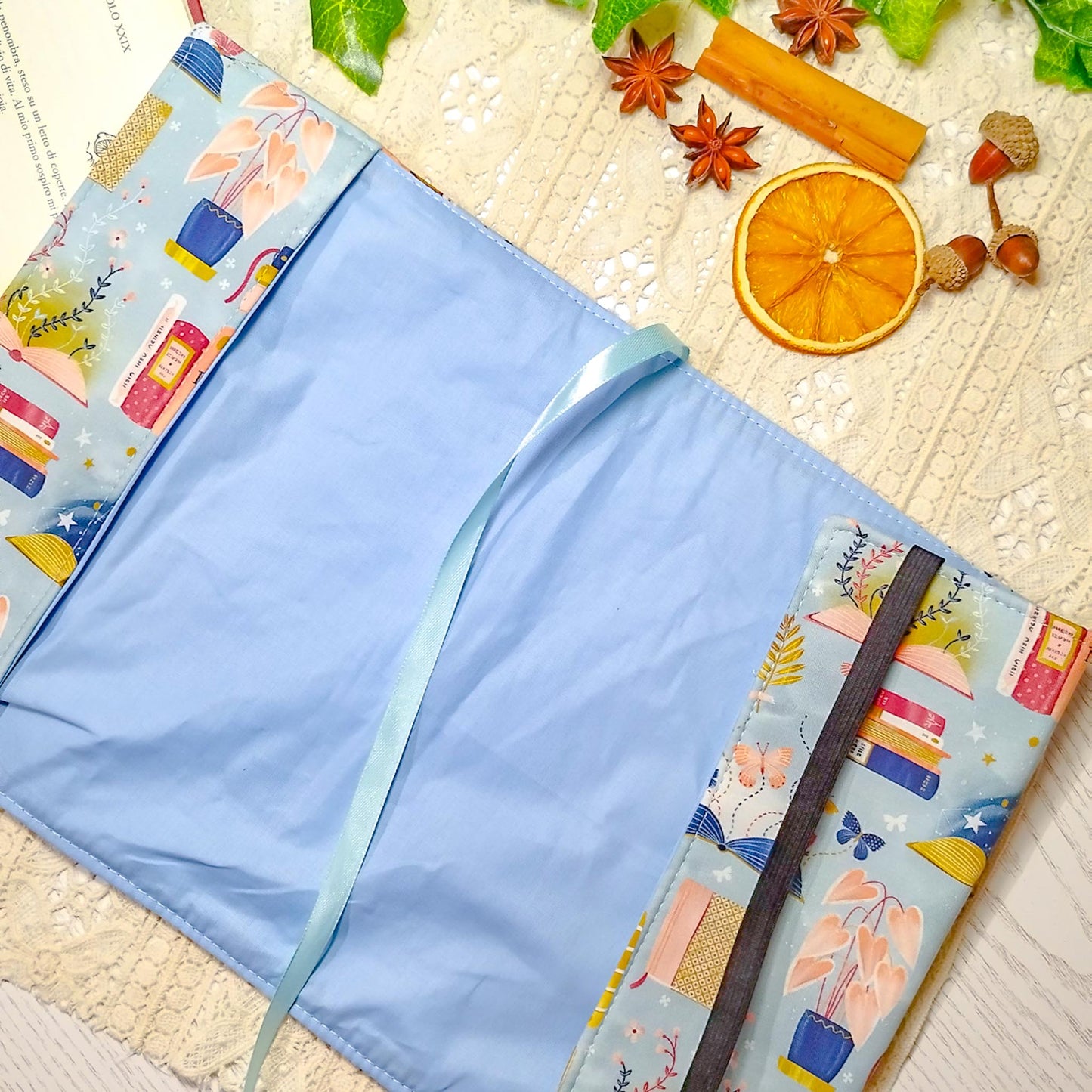 Book cover "Libri e piante" | Custodia per libri regolabile