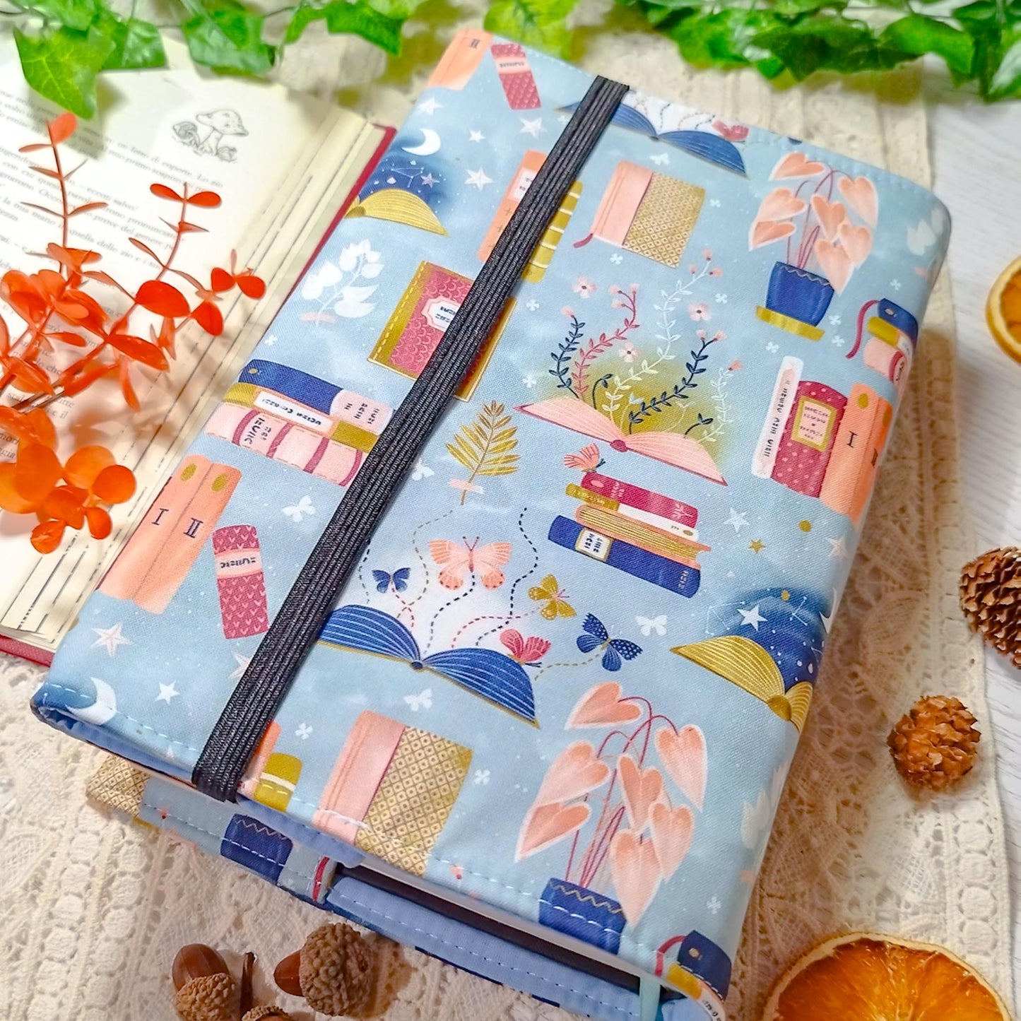 Book cover "Libri e piante" | Custodia per libri regolabile