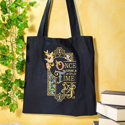 Borsa_shopper_ricamata_fantasy_once_upon_a_time_nero_-_fronte
