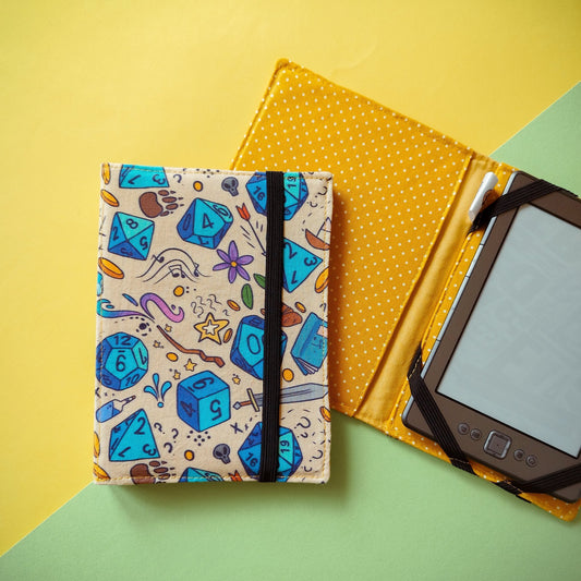 Custodia rigida per ebook reader Kindle e Kobo "Gdr dadi blu"