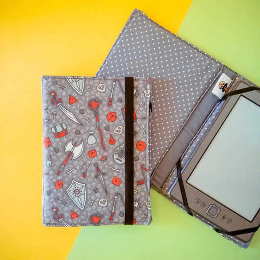 Custodia rigida per ebook reader Kindle e Kobo "Gioco di ruolo fantasy grigio"