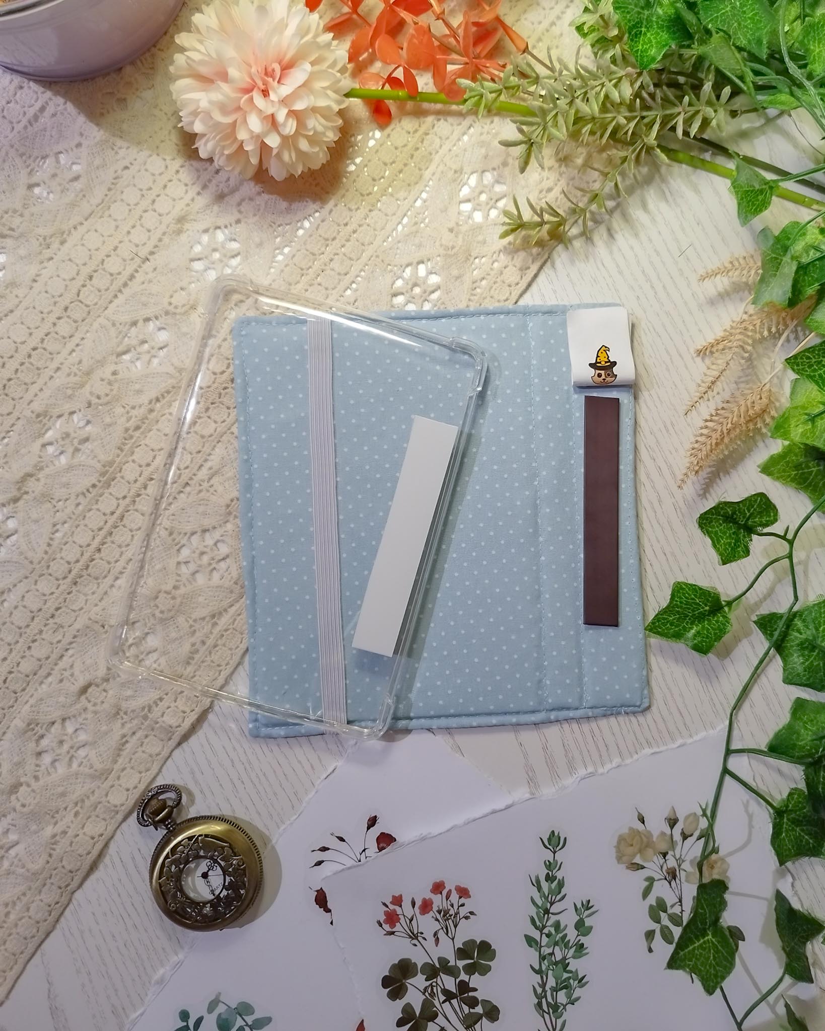 Cover kindle e kobo rigida rimovibile fantasy - interno azzurro custodia