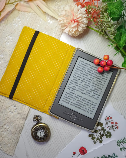 Cover kindle e kobo rigida rimovibile fantasy - interno giallo dispositivo