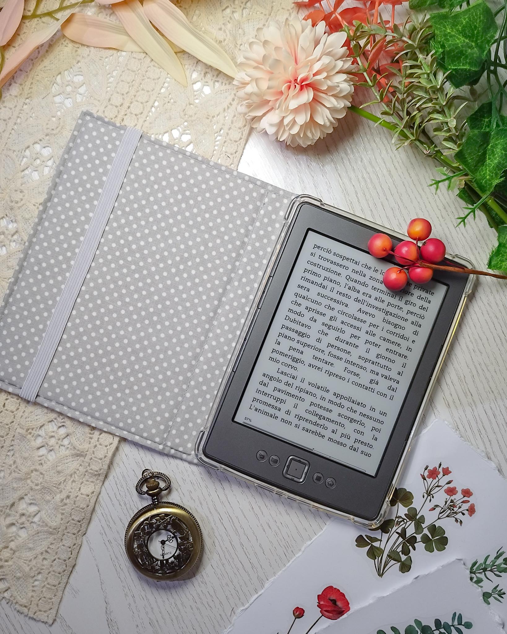 Cover kindle e kobo rigida rimovibile fantasy - interno grigio dispositivo