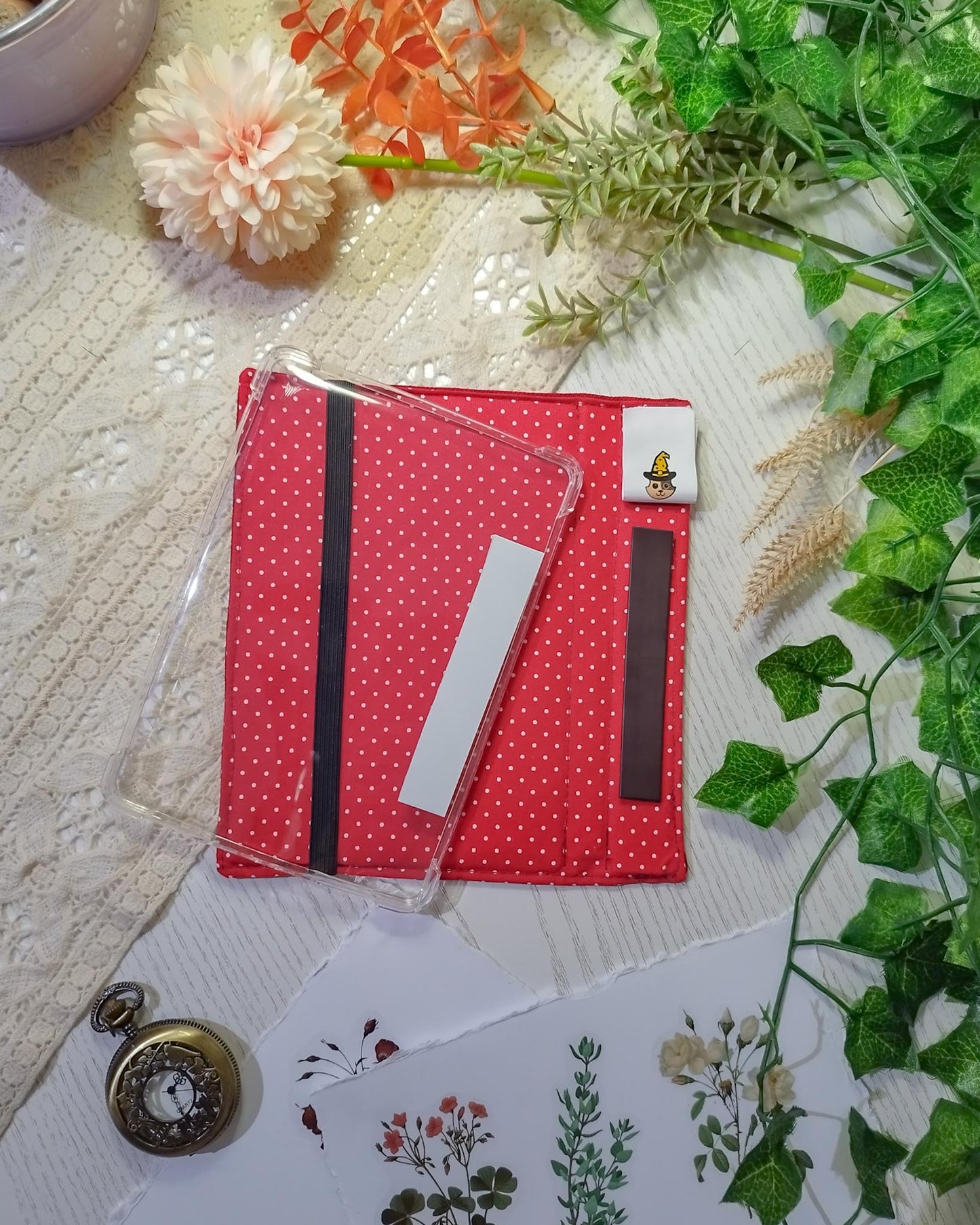 Cover kindle e kobo rigida rimovibile fantasy - interno rosso custodia