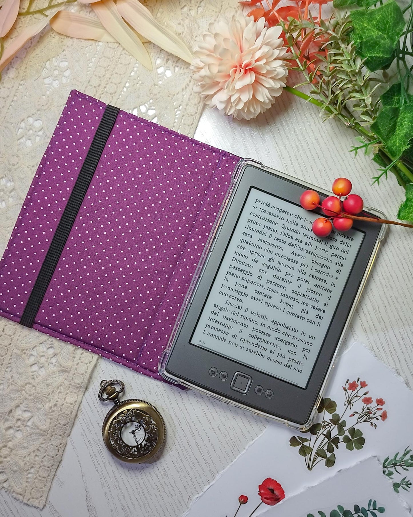 Cover kindle e kobo rigida rimovibile fantasy - interno viola dispositivo