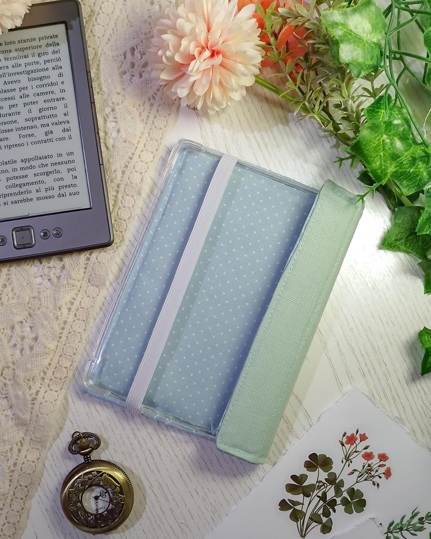 Cover kindle e kobo rigida rimovibile fantasy - retro azzurro