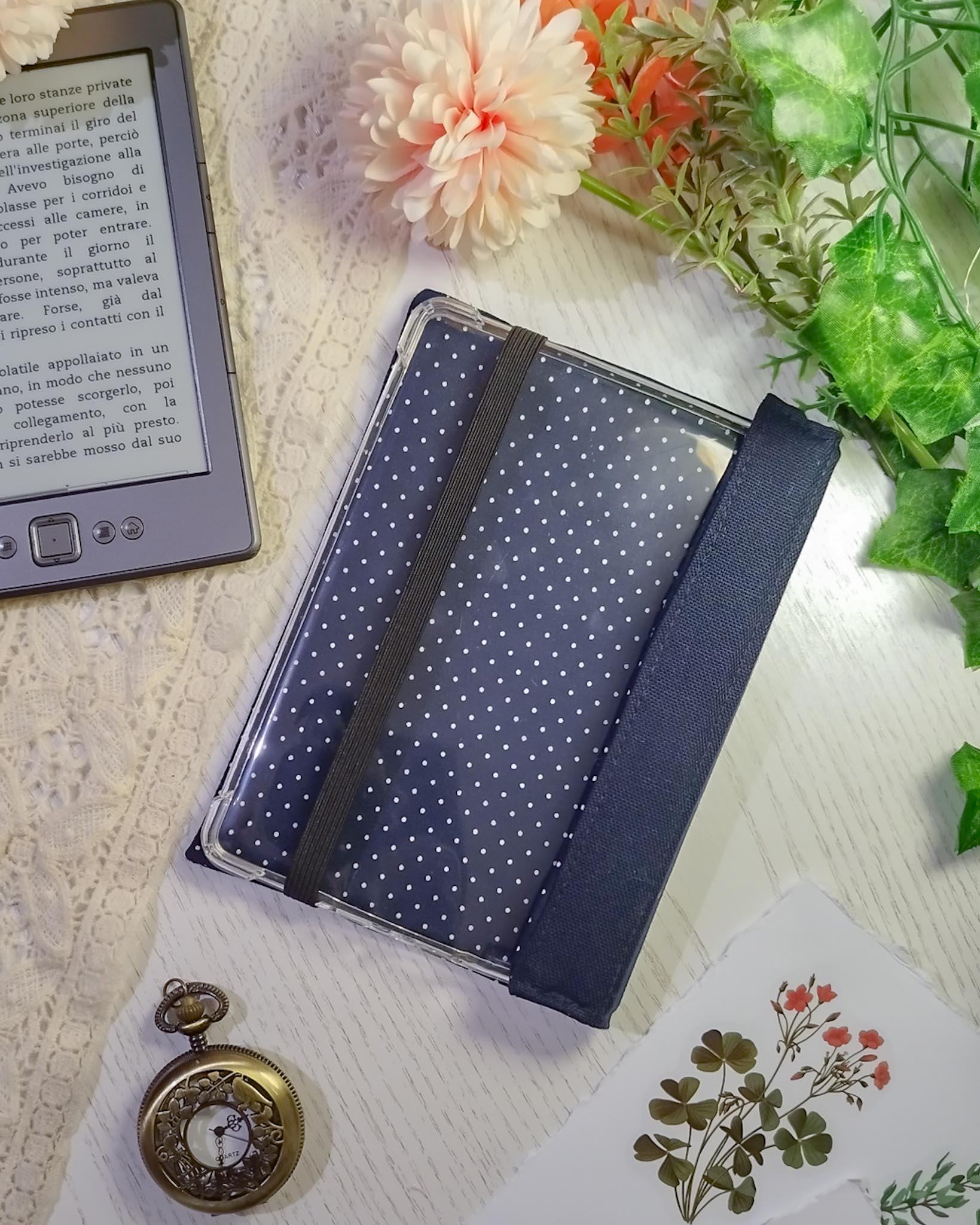 Cover kindle e kobo rigida rimovibile fantasy - retro blu