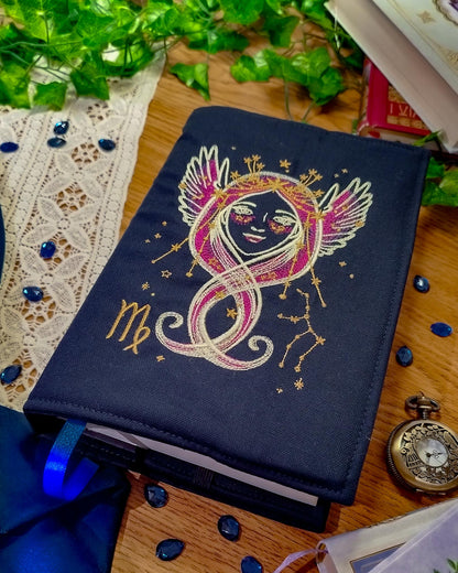 Cover per libri ricamata zodiaco vergine - copertina