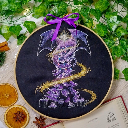 Decoro da parete a tema Natale "Drago sull'albero di Natale"