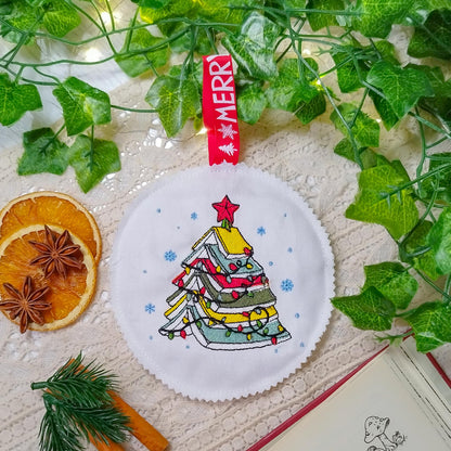 Decoro per l'albero di Natale ricamato Libri e luci