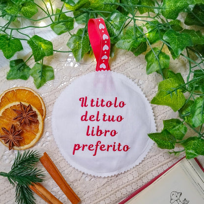 Decoro per l'albero di Natale ricamato Libri e luci