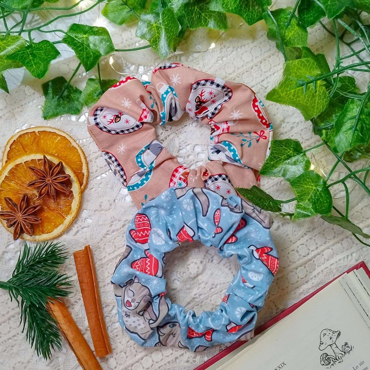 Elastico per capelli scrunchies a tema Natale