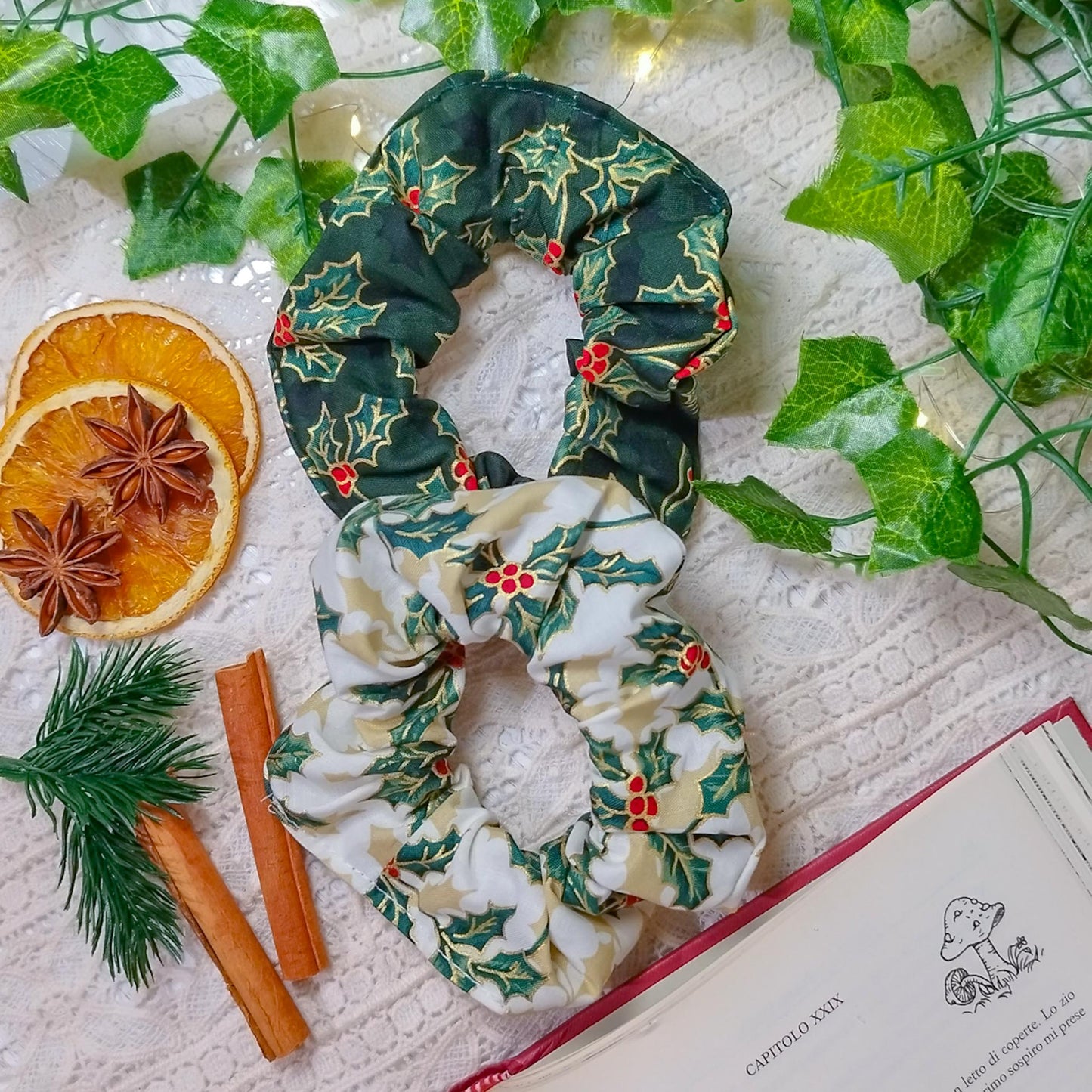 Elastico per capelli scrunchies a tema Natale